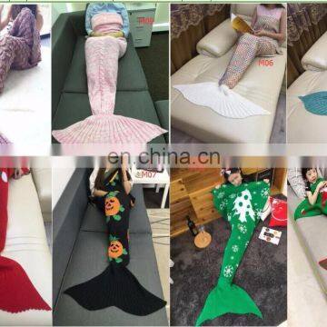New Arrival Spring Winter Mermaid Tail Sofa Blanket Super Soft Warm Handmade Crocheted Blanket Knitting Wool For Adult photo-3