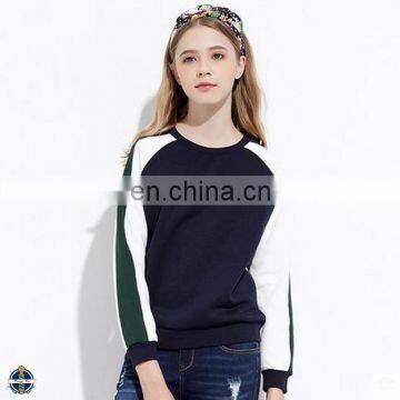 T-WH516 Fashion Ladies Contrast Color Crewneck Sleeve Sweatshirt