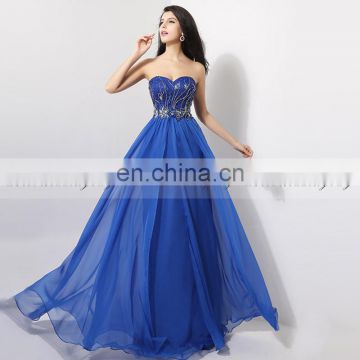 Glamorous Evening Dresses AJ009 Sweetheart Sleeveless Long Crystal Beaded Flowing Chiffon Long Dresses