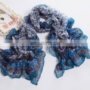 2015 Newest style fashion design polyester voile pleating scarf(WX025DL)