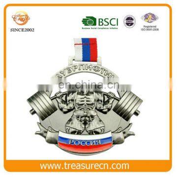 Russian Award Zinc Alloy Silver Medal/Enamel Metal Medallion