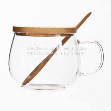 Eco-Friendly Reusable New Style Stylish Glass Coffee Cup With Bamboo Lid photo-5