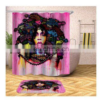 Wholesale Shower Curtains Custom Digital Printing, Home Goods Black Woman Shower Curtain Hotel