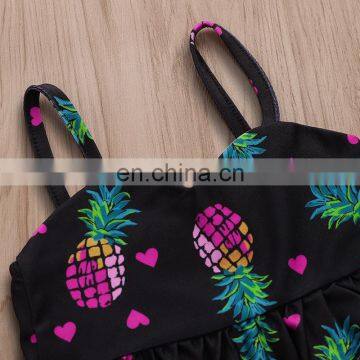 2019 Fashion New Summer Toddler Bathing Suit Pineapple Full Print Black Swimsuit Toddler Valentine's Day