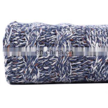 Factory Price Solid Color Navy Cable Knitted 100%Acrylic Blanket photo-2