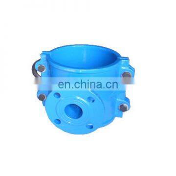 Ductile iron pipe saddle clamp with outlet flange type