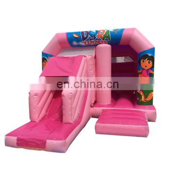 Pink Bounce House Combo Commercial Inflatable Jumper Bouncer With Slide