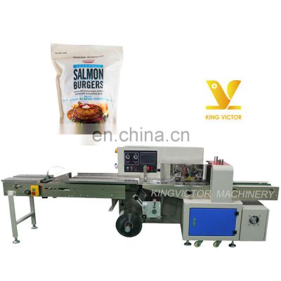 automatic burgers pillow packing packaging machine price for food designed