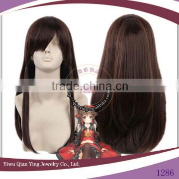 Touhou Project Hakurei Reimu cute dark brown cosplay wig