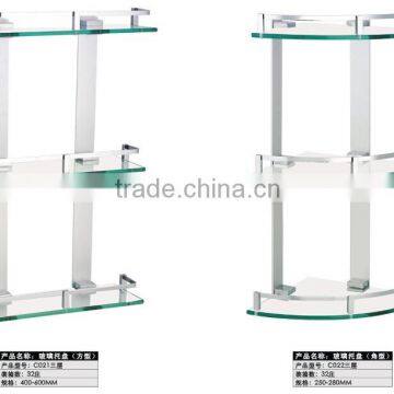 High Quality Bathroom Decorative Glass Wall Shelf With Tower Bar C021