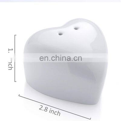 Black Heart Shaped Wedding Ceramic Salt Container and Pepper Shakers Holder Set Herb & Spice Tools