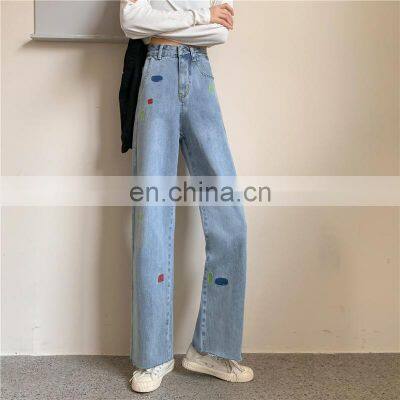 Wholesale Customization Women's Trousers Jeans Fall Loose Straight-leg Jeans Pants High Waist Pants Fashion Loose Trousers photo-3