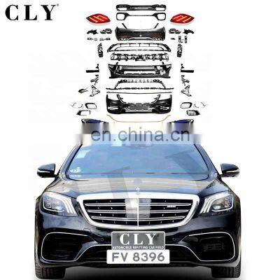 CLY Body kits For Benz W222 S Class 4 Doors Facelift S63/S65 AMG Car Bumpers Grilles Rear Diffuser Pipes Headlights Taillights