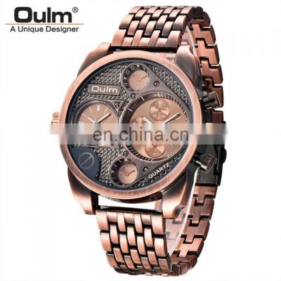 OULM 9316 Stainless Steel Strap Men Watch Japan Movement Quartz Watch Multiple Time Zone Sports Watches