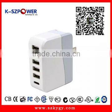 2016 G-series25W K- 054900 5 port 5V multi USB charger/home charger with US and EU plug