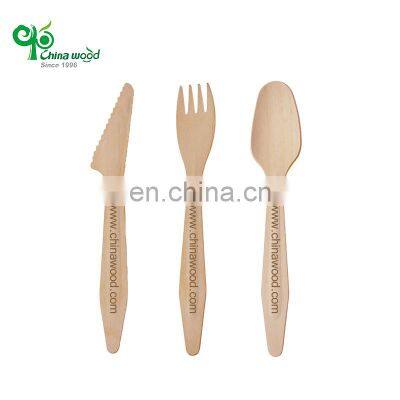 Yada 185mm Natural Biodegradable Bulk Birch Wooden Spoon/Fork/Knife Disposable Wooden Cutlery kit