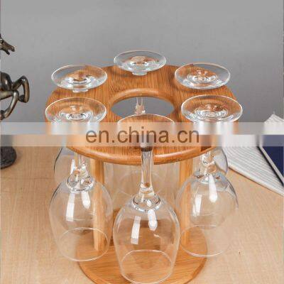 Detachable Bamboo Round Wine Bottle Holder Rack With Hanging Glasses Storage Set Wine Decorative Shelf Holder Display Storage photo-2