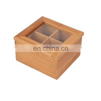Eco Friendly Multi-purpose Living Room Premium Square Bamboo Tea Storage Box Home Storage & Organization Pantry Organizer photo-2