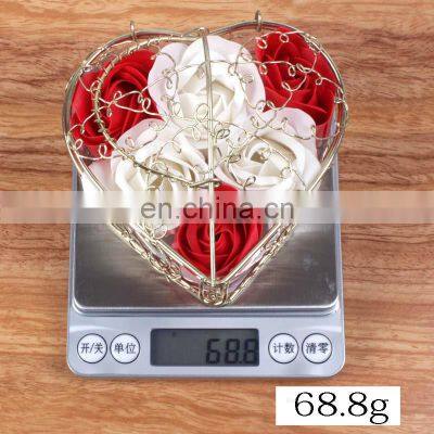 6pcs Soap Rose Flowers Gift Box Iron Basket Small Bouquets Gift Box Heart Shape Christmas Wedding Party Valentine's Day Gifts photo-4