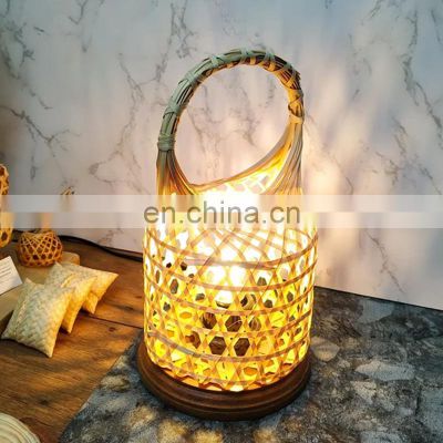 Trendy Bamboo Lamp | Wicker Rustic Table Lamp Decor | Bedroom Bedside Lamp Vietnam Manufacturer