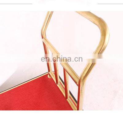 High Quality Titanium Gold Plated Hotel Luggage Cart Bellman Cart Trolley Service photo-4
