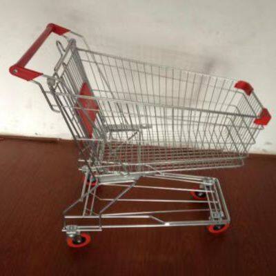 60L Metal Shopping Trolley With 4 inch PVC Four Wheels Trolley Cart