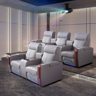 Private villa audio-visual room leather electric sofa home theater electric multi-functional sofa combination