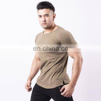 Wholesale Custom Logo Cotton Short Sleeve Men's Sports FitnessTee Shirt Man Running Training Wear Round Neck Muscle Fit Gym Top