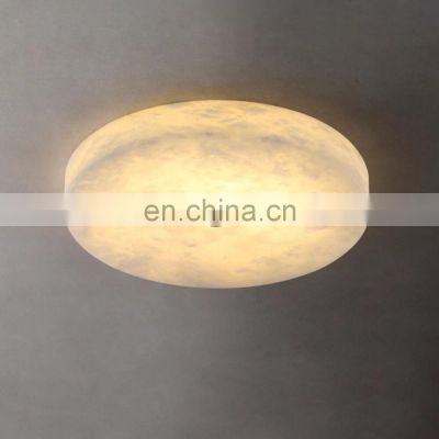 Round Led Ceiling Light Mounted Bedroom Living Room Natural Alabaster Marble Ceiling Lamp