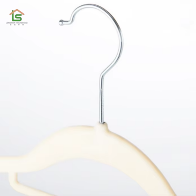 Non Slip High Quality Kids Velvet Plastic Clothes Hangers Metal Hook Multicolour Flocked Suit Coat Clothes Velvet Hangers photo-5