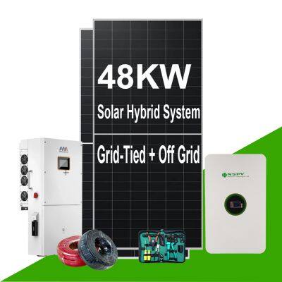 48kw Solar System Hybrid Inverter Solution on grid off grid and battery