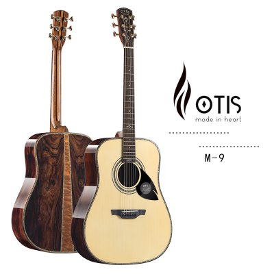 Китайская гитарная фабрика представляет популярную гитару OTIS M9 акустическую из цельного дерева размером 41 дюйм (стиль D, старый эбеновое гриф, мозаика из ракушки минтая)