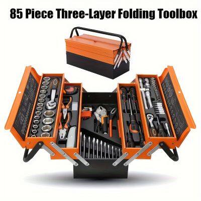 85-Piece Three-Layer Folding Toolbox, Multi-Function Hand Tool Set, Triple Stack Repair Kit for Home, Garage & Automotive Use photo-3