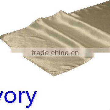 hot selling ployester satin table runner for wedding decoration, ivory color