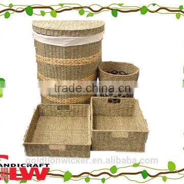 baskets, seagrass and rush baskets , hamper basket, cheap storage basket with liner, laundry basket