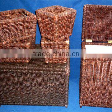 Maize storage basket with cut out handles except wastebasket,set of 6,handicraft,large storage box