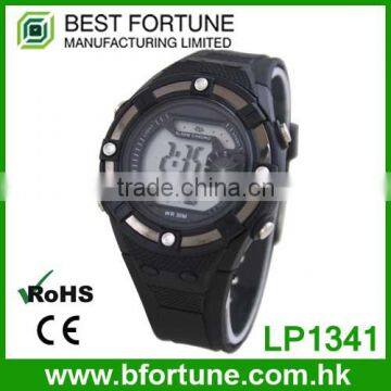 LP1341_BK Rubber Black color PNP Top Ring Chrono Day Tech light pusher Multifunction digital wrist watch