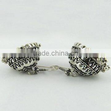 Oxidized Jhumka Rava Work 925 Sterling Silver Earring, Fine Silver Jewelry, Silver Jewelry Manufactures photo-3