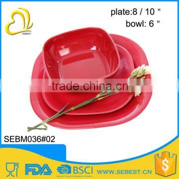 custom logo designs melamine bowl and plate bamboo tableware