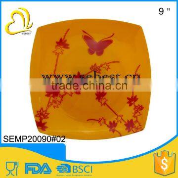 9" wholesale plastic cheap square custom melamine plate