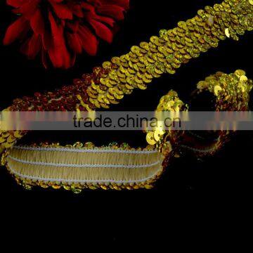 New Design Gold Color Handmade Sequins Trim For Dress