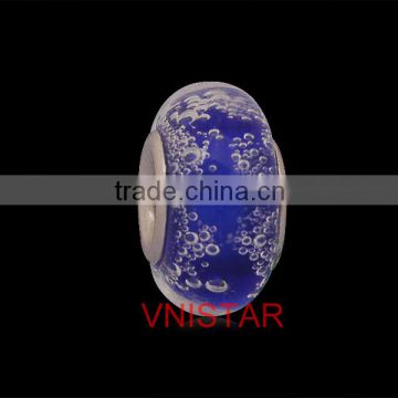 Vnistar stainless steel core dark blue faced glass beads with droplet fit for european jewelry PGS007