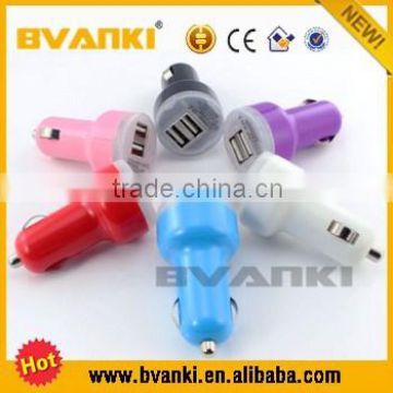 Portable dual port car usb charger Rubber oil car charger wholesale for Samsung&for Iphone