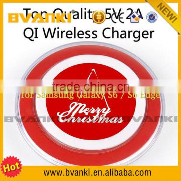 New Red merry christmas Pattern QI Wireless Charger Charging Pad for Samsung Galaxy S6/S6Edge