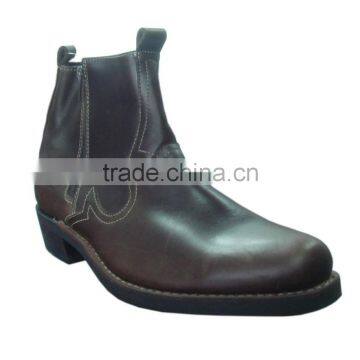 Zipper side crazy horse leather boots /lace to toe waterproof work boot