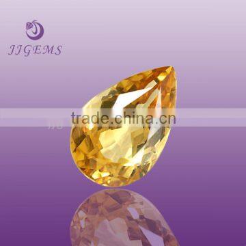 Pear shape yellow cubic zirconia synthetic zircon gemstone