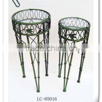 LC-85016 Antique bamboo style round wrought iron metal plant stand