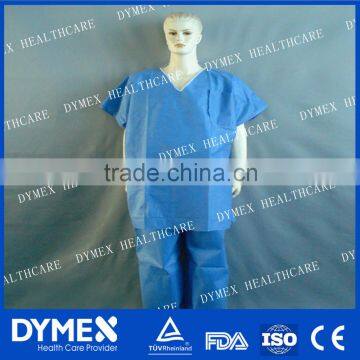 Disposable Nonwoven SMS Short Sleeve Scrub Suit with Pocket