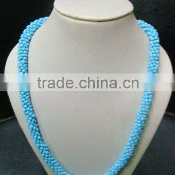 Blue Seed bead glass jewelry necklace