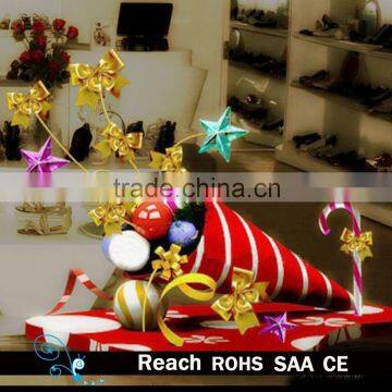 New design christmas decoration Christmas Hat with Christmas ball/stars/bows /crutch decoration on desk